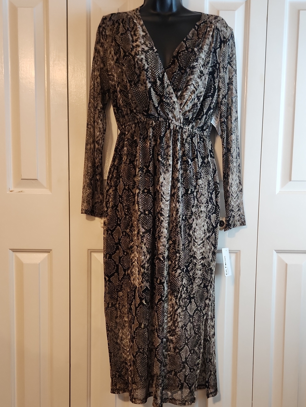 Brown Snake-Print  Long-Sleeve Dress - Womens Size 4 - New with Tags!